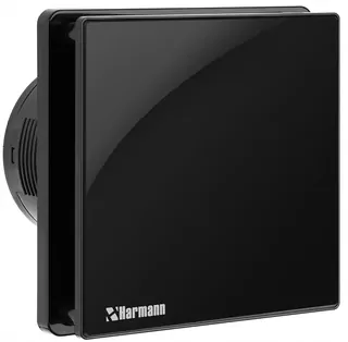 Kúpeľňový ventilátor Harmann REY B 100T, lesklý čierny, 100 mm